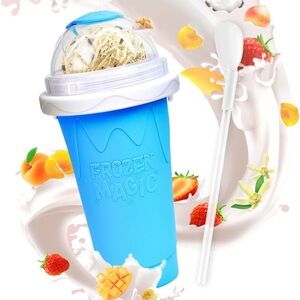 Frozen Magic Slushy Cup, Smoothie Cups with Lids and Straws